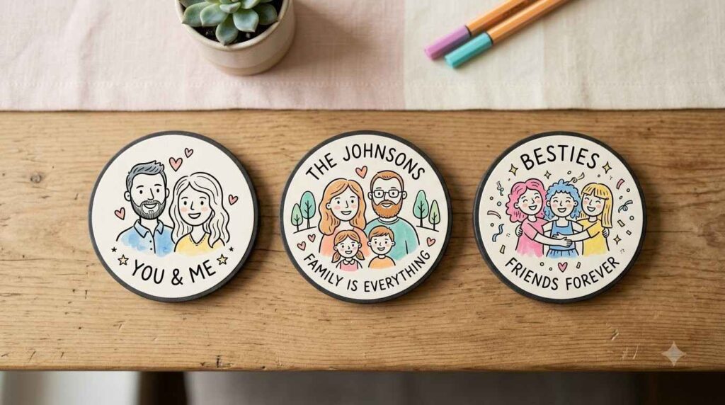 Custom Doodle Magnets – Couple, Family & Friends Designs