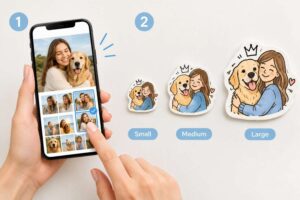 choosing photo and size for custom doodle magnet design