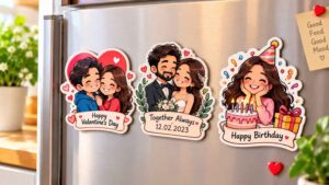 Doodle magnets for Valentine's Day, anniversary and birthday